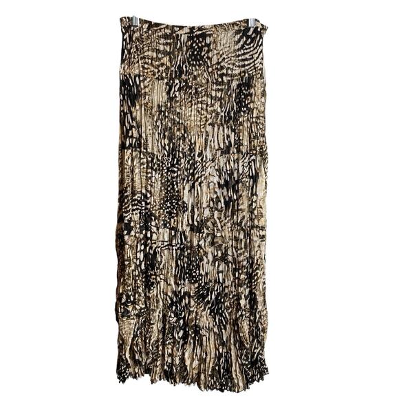 Chico's Women's Animal Print Pleated Maxi Skirt Size 1 Medium Flowy Neutral - Picture 1 of 9